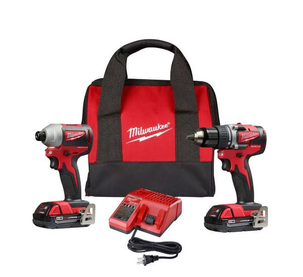 Compact Brushless Cordless Drill/Impact Combo Kit (2-Tool) with 2.0Ah Batteries, Charger & Bag R93269