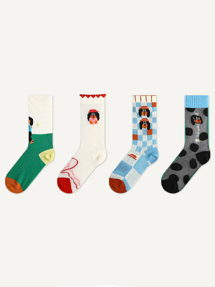Cartoon Puppy Pattern Socks T24118
