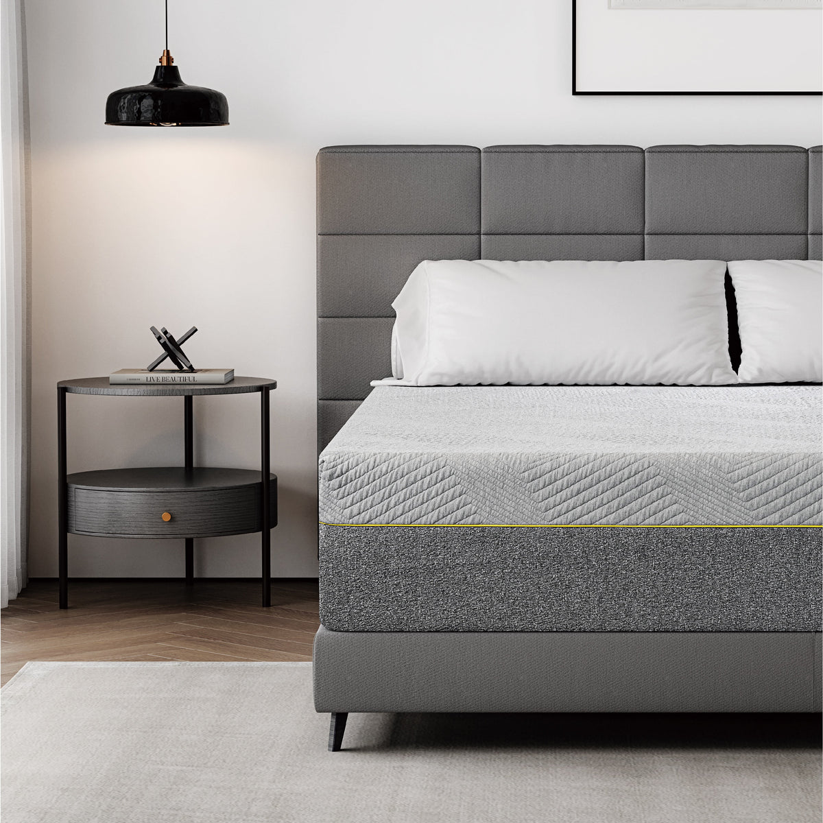 Grey 12 inch Queen Size Gel Memory Foam Mattress V585069