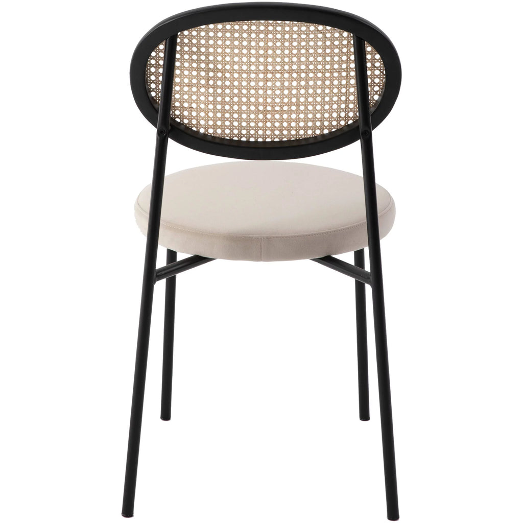 Beige Wicker Dining Chair with Steel Frame J592593