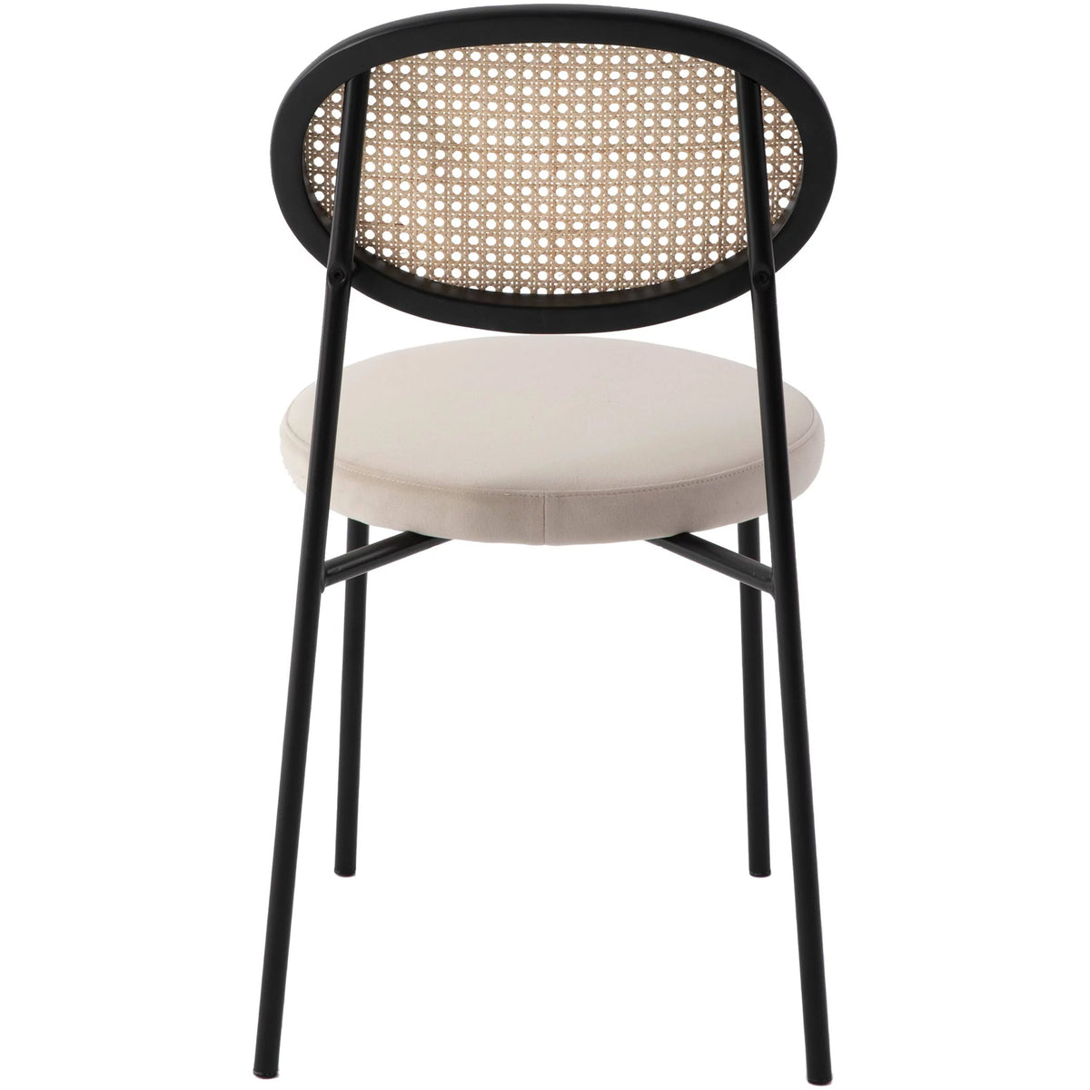 Beige Wicker Dining Chair with Steel Frame J592593