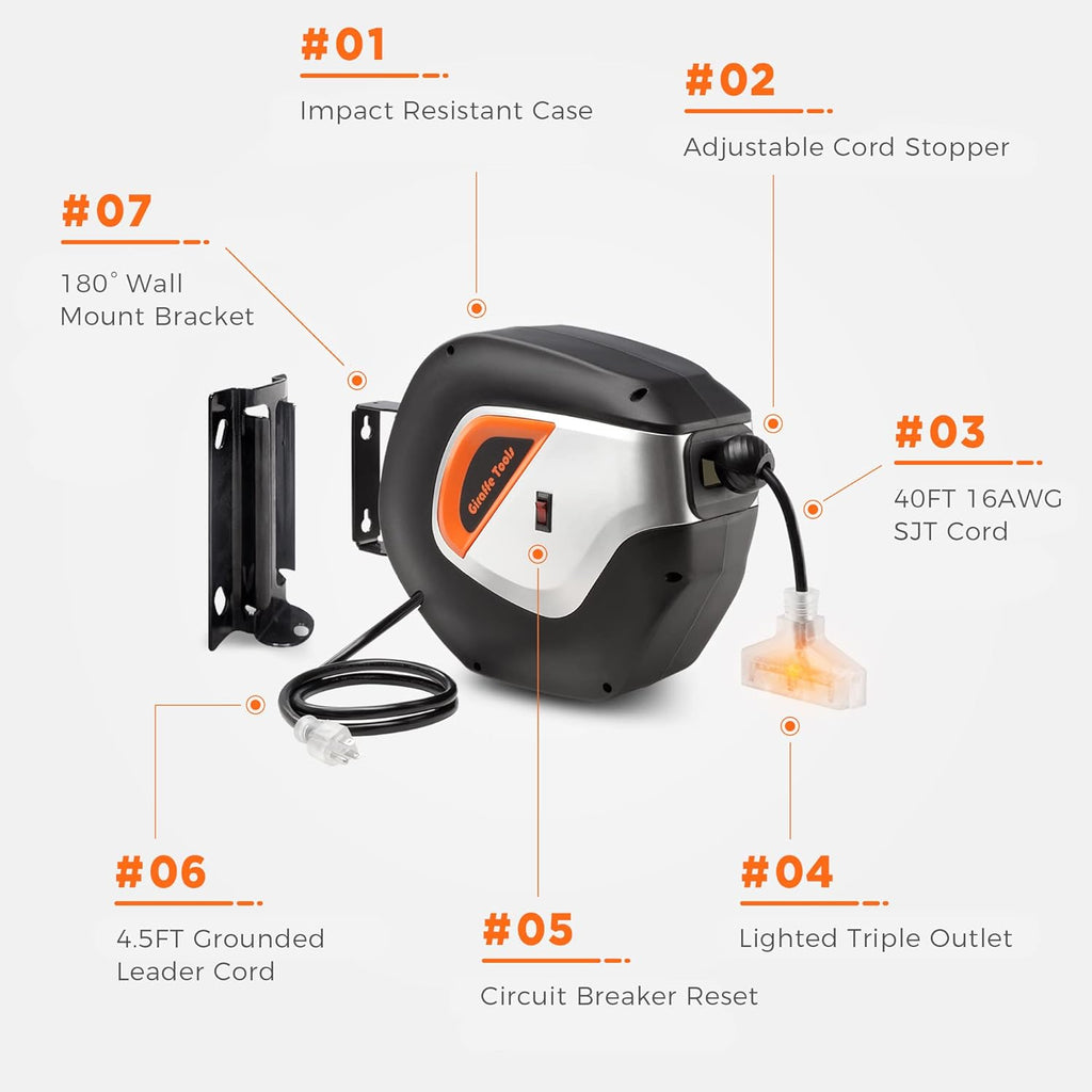 40FT Retractable Extension Cord Reel W873