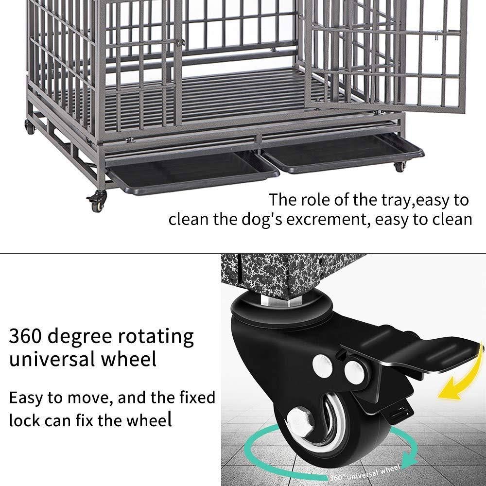 46 inch Heavy Duty Metal Dog Crate with Wheels K6153
