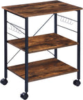 Rustic Brown 3-Tier Kitchen Cart with Wheels L824221