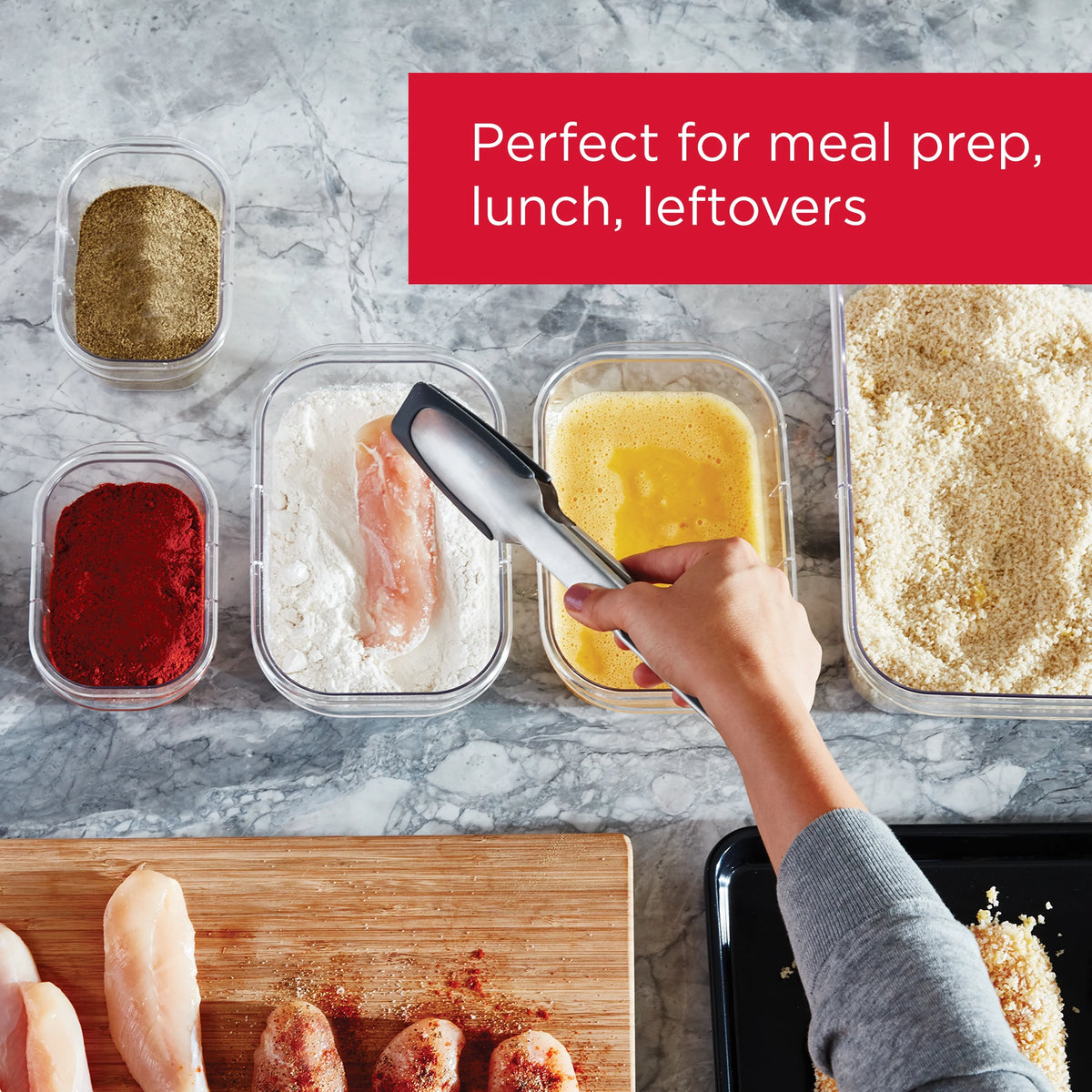 Set of 5 Clear Tritan Food Storage Containers, 1.3 Cup D172