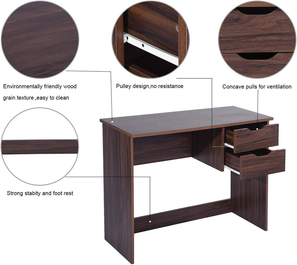 Computer Desk with Drawer 35.4 in Small Wood Desk R191