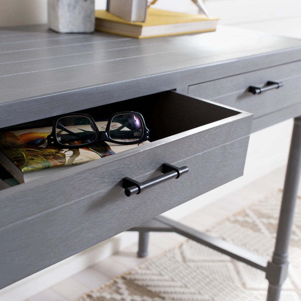 White Washed Grey 2-Drawer Writing Desk B2711
