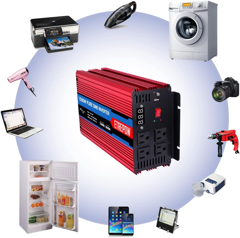 1000 Watt Pure Sine Wave Power Inverter 12V DC to 110V AC Wireless Remote Control X1571