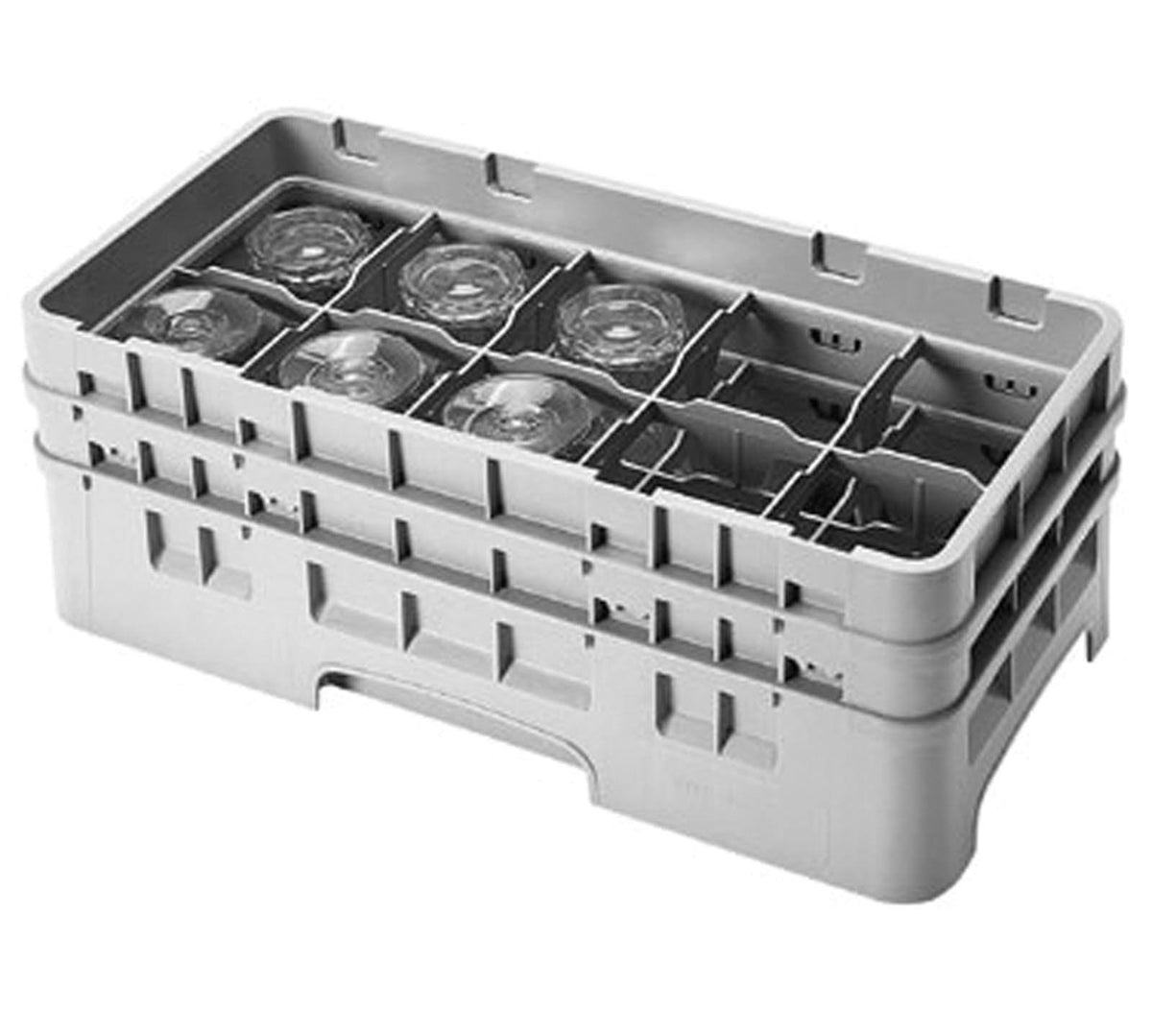 Half Size Glass Rack - 10 Compartments - Brown Base N1497