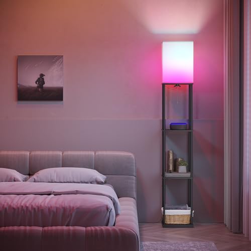 Shelf Floor Lamp with Shelves and White Shade G110881