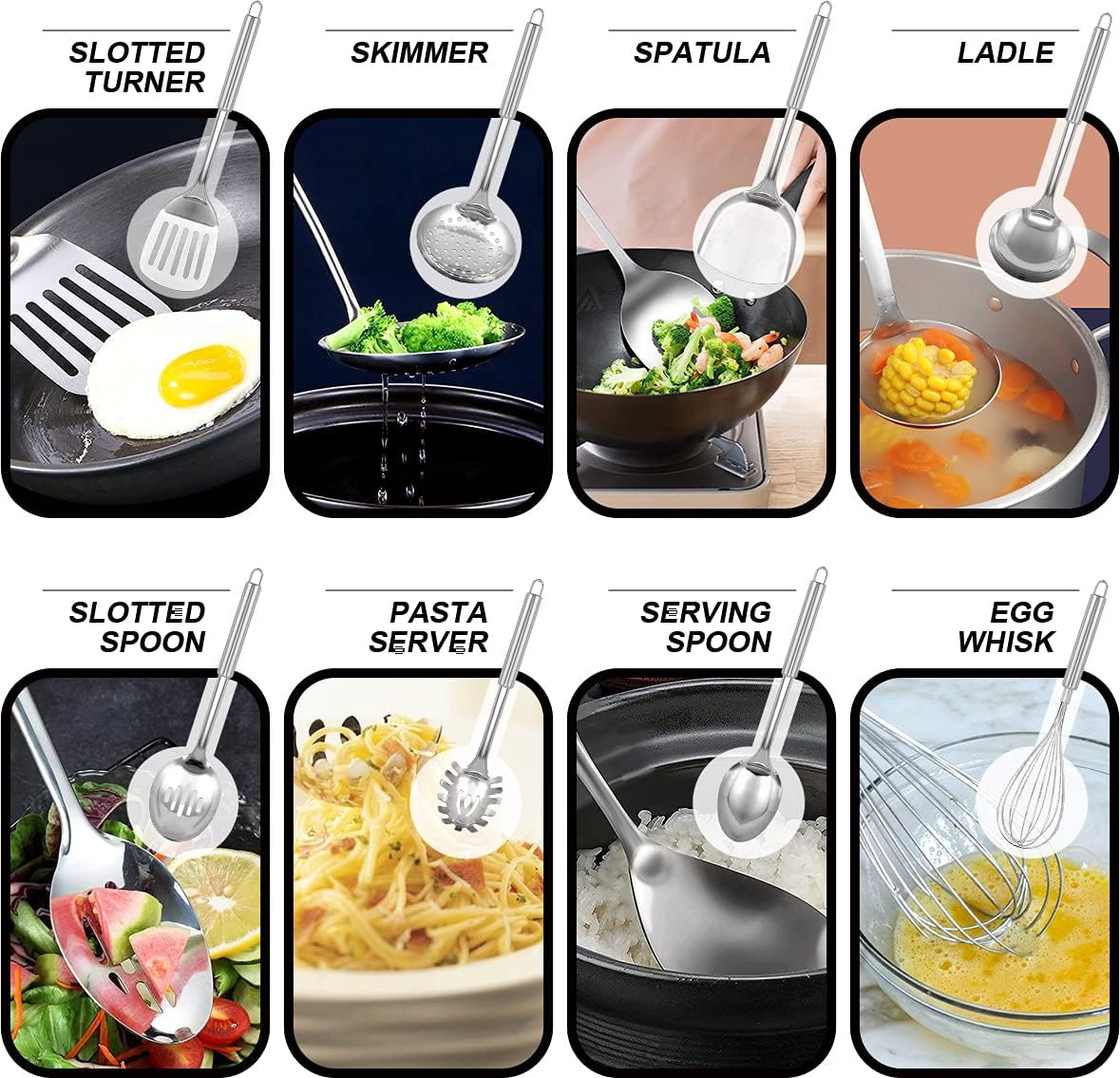 Carbon Steel Wok with Wooden Handle and Lid, 11 Pcs Cookware Set S9628