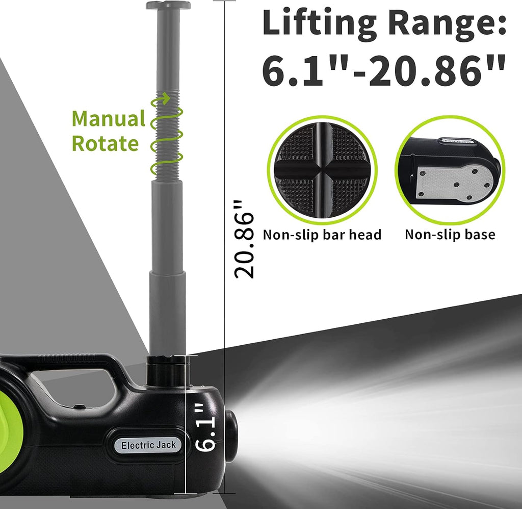 5 Ton 12V Electric Car Jack Kit with Impact Wrench & Inflator O5559