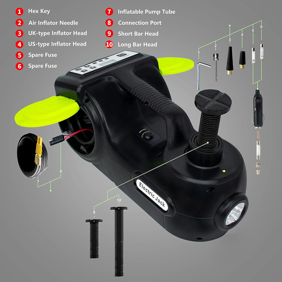 5 Ton 12V Electric Car Jack Kit with Impact Wrench & Inflator O5559
