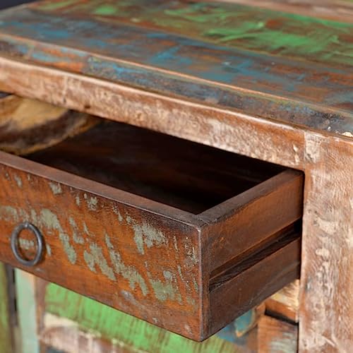 Brown Reclaimed Wood End Table with 1 Drawer 1 Door V843128