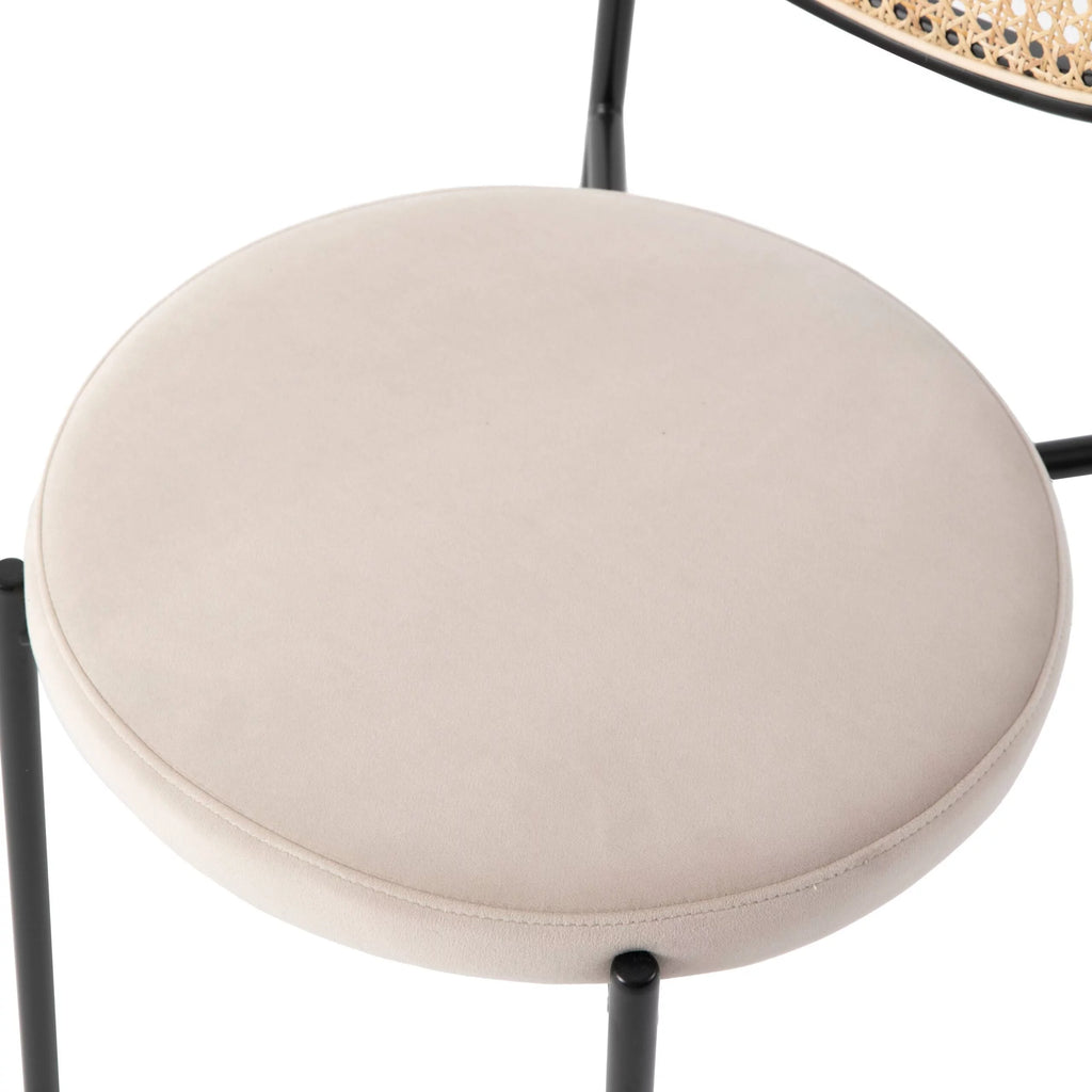 Beige Wicker Dining Chair with Steel Frame J592593