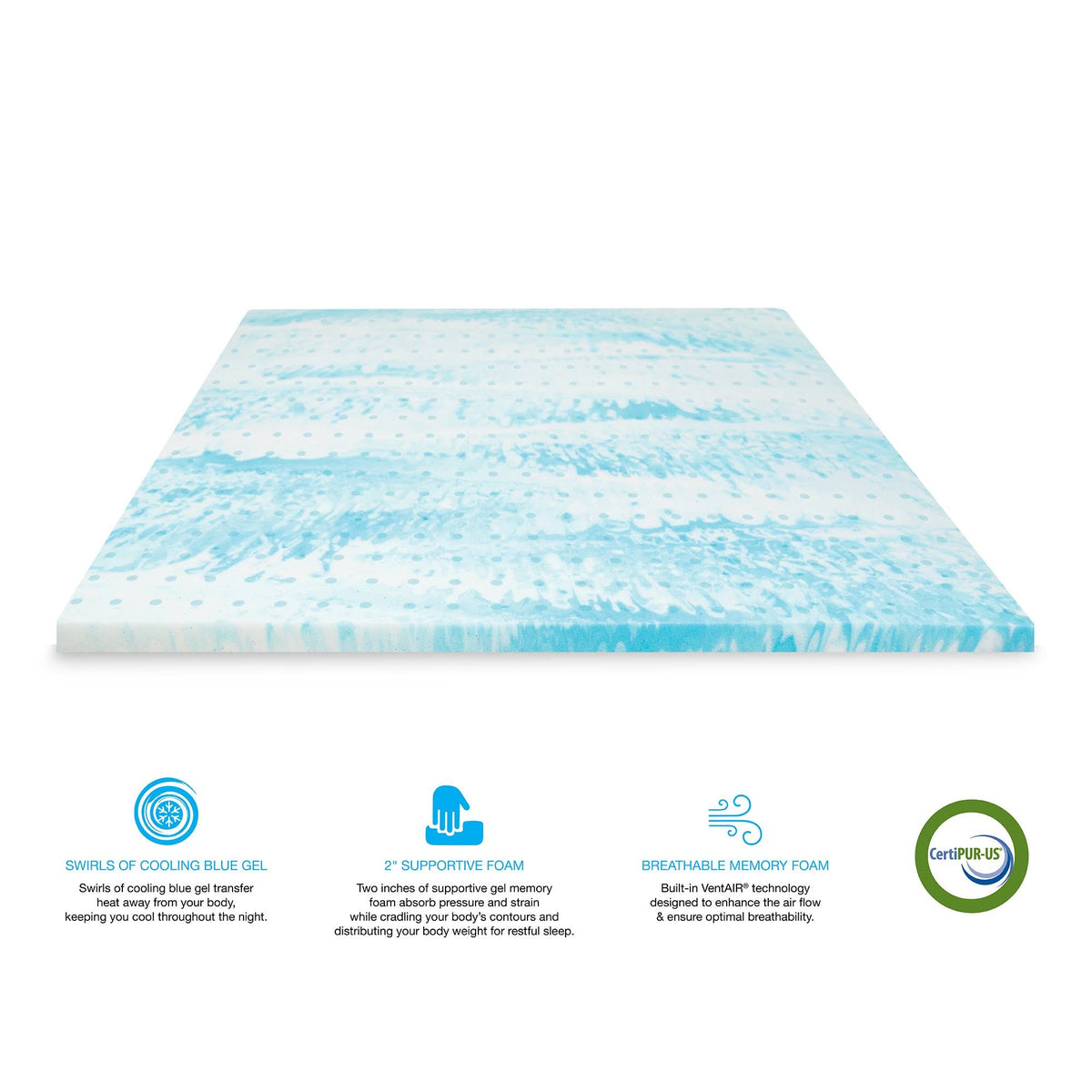 Gel Swirl Memory Foam King Mattress Topper O59753