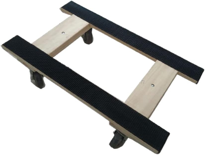 Heavy Duty American Oak Furniture Dolly 4 Wheels with Full Length Rubber Tread Dual Rail 18 X 30 with 4 Inch CASTERS B881492