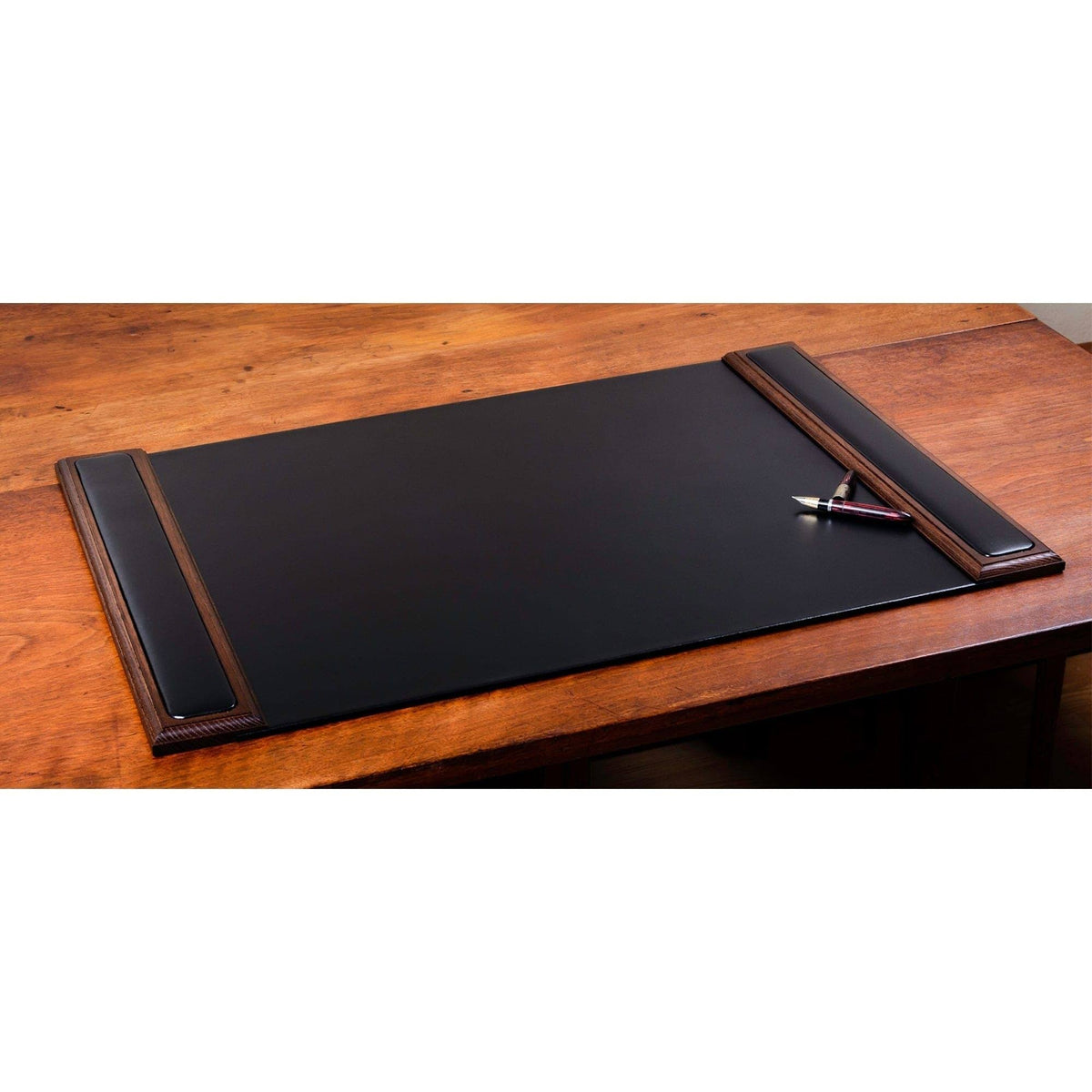 Wood & Leather Desk Pad with Side Rails U281868