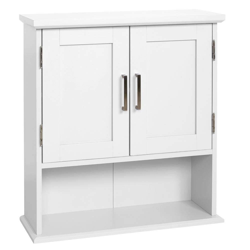 White Wall Cabinet with Open Shelf D342006