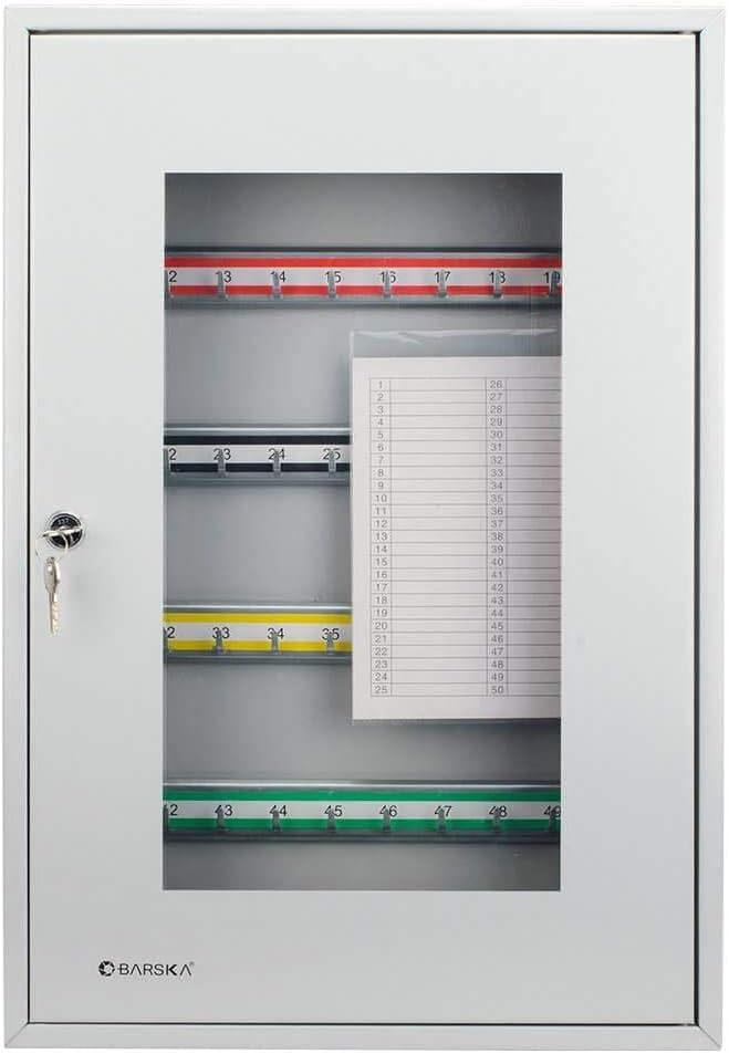 Key Lock 50 Position Key Cabinet with Glass Door Grey Y736