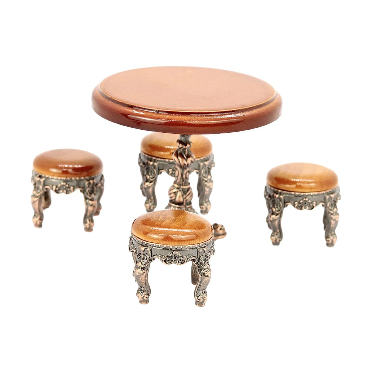 1/12 Dollhouse Round Table with 4 Chairs Dollhouse Furniture V2669