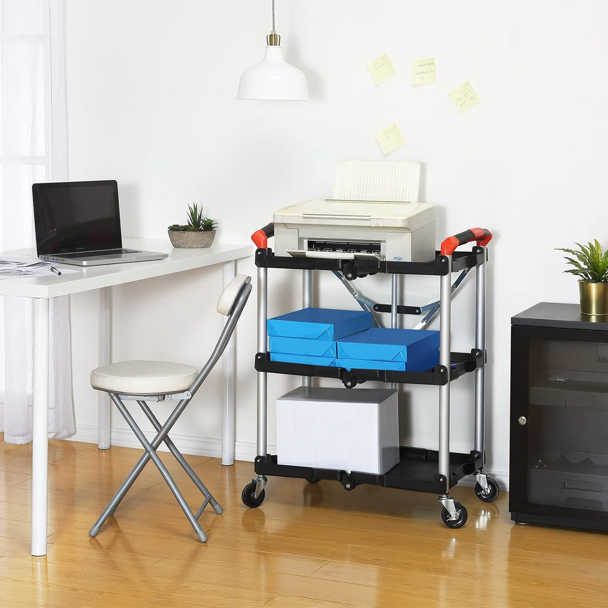 Black/Red Folding Collapsible Service Cart U4945