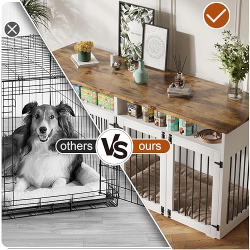 White Wooden Dog Crate with 2 Doors A50830