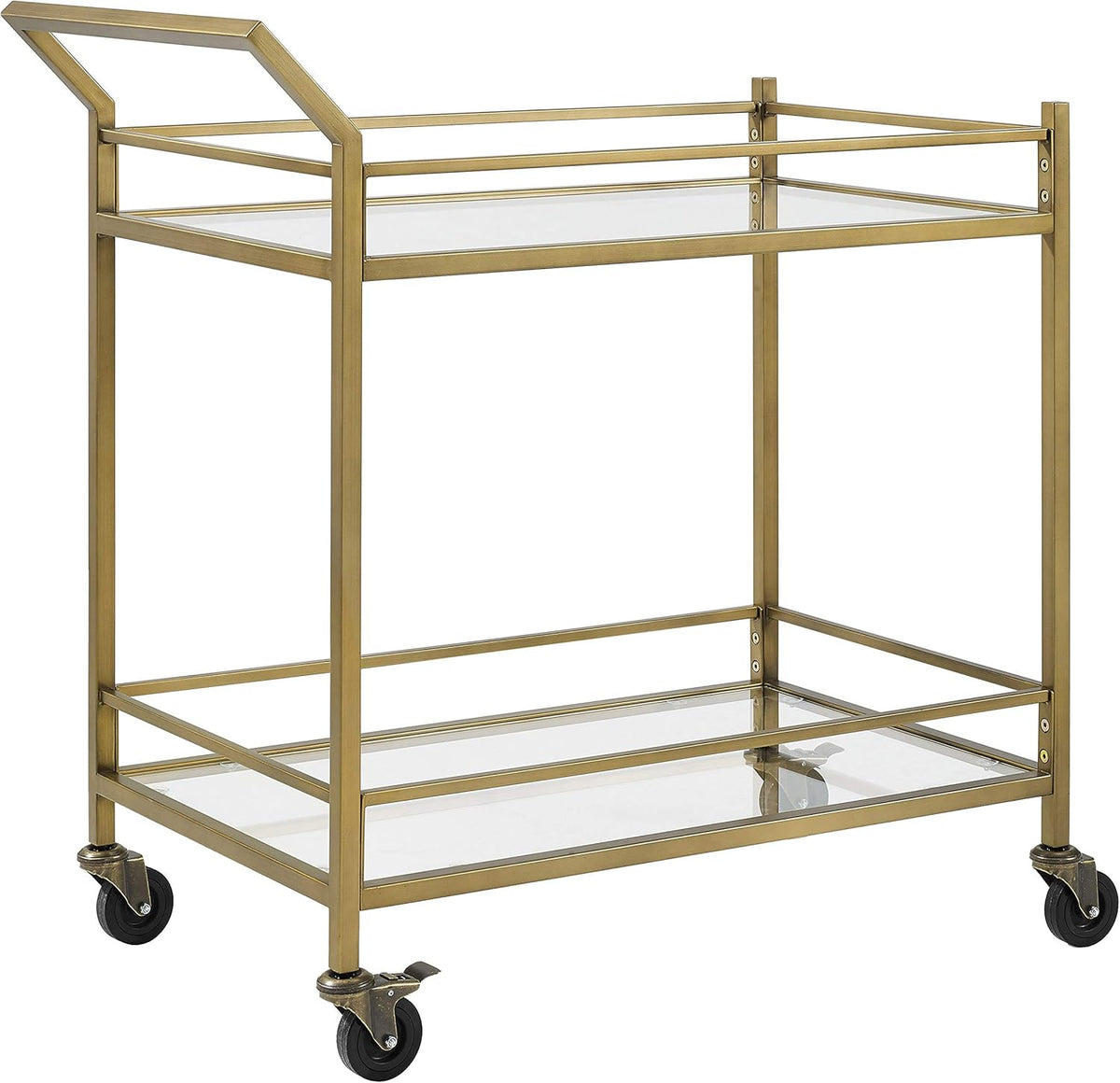 Gold and Glass Rolling Bar Cart N43281
