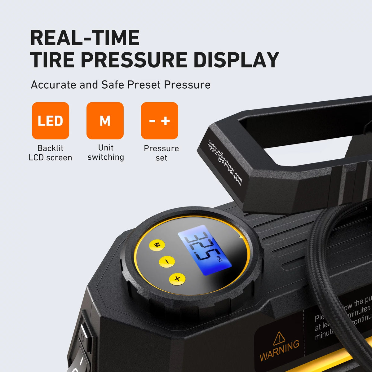 Yellow 100 PSI Electric Tire Inflator A148