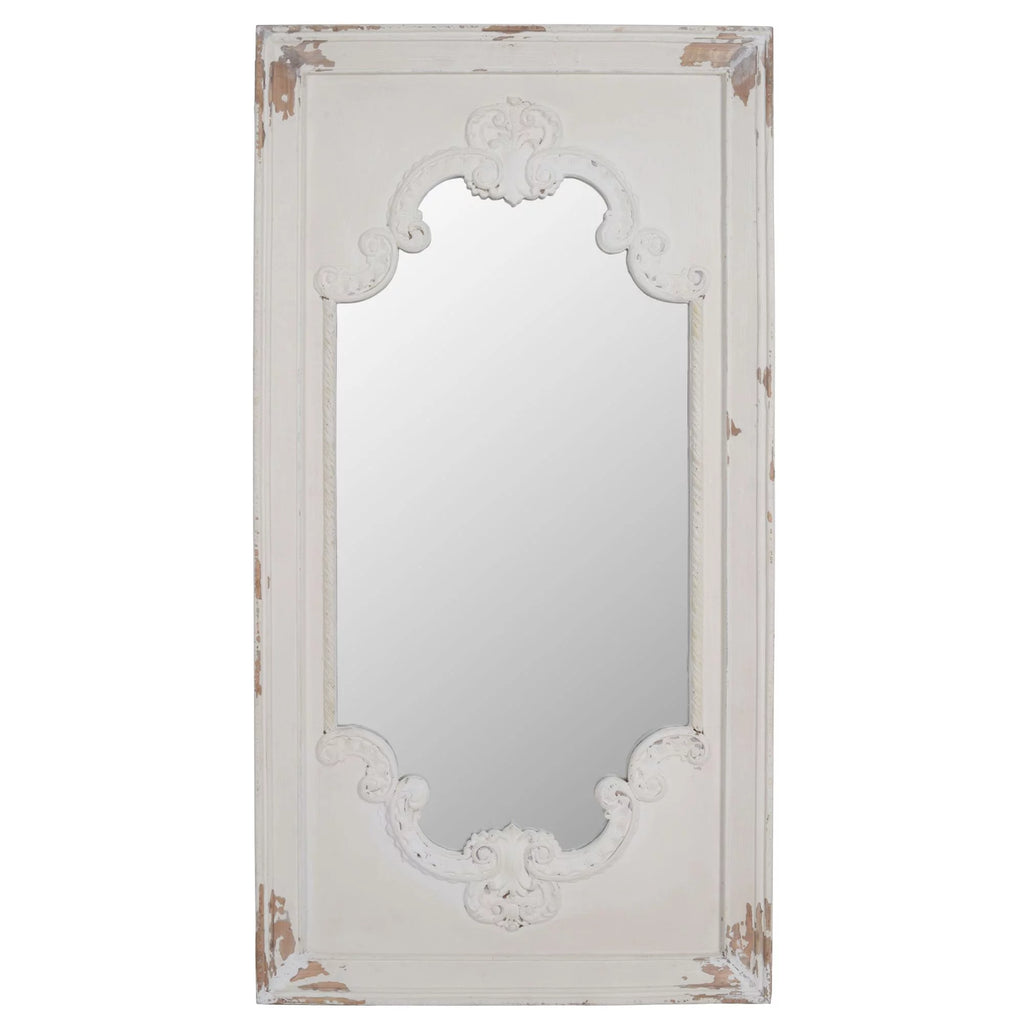 White Antique Style Large Rectangular Wall Mirror P258