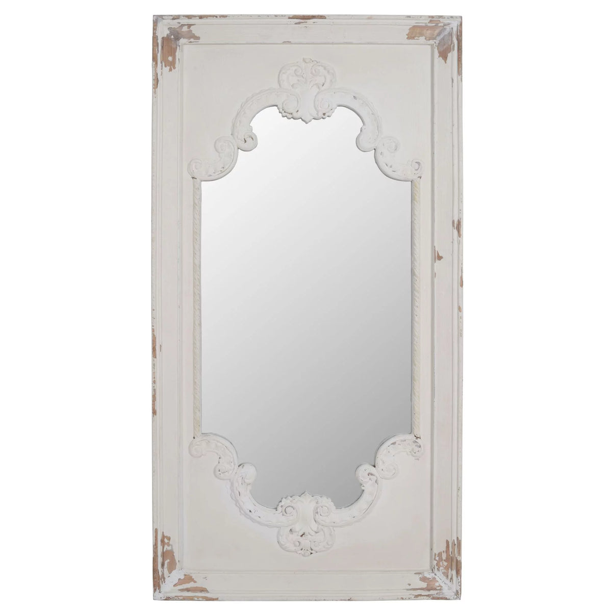 White Antique Style Large Rectangular Wall Mirror P258