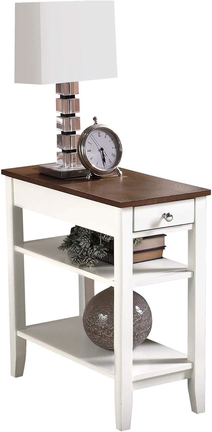 Three Tier End Table With Drawer, Driftwood / White X46997