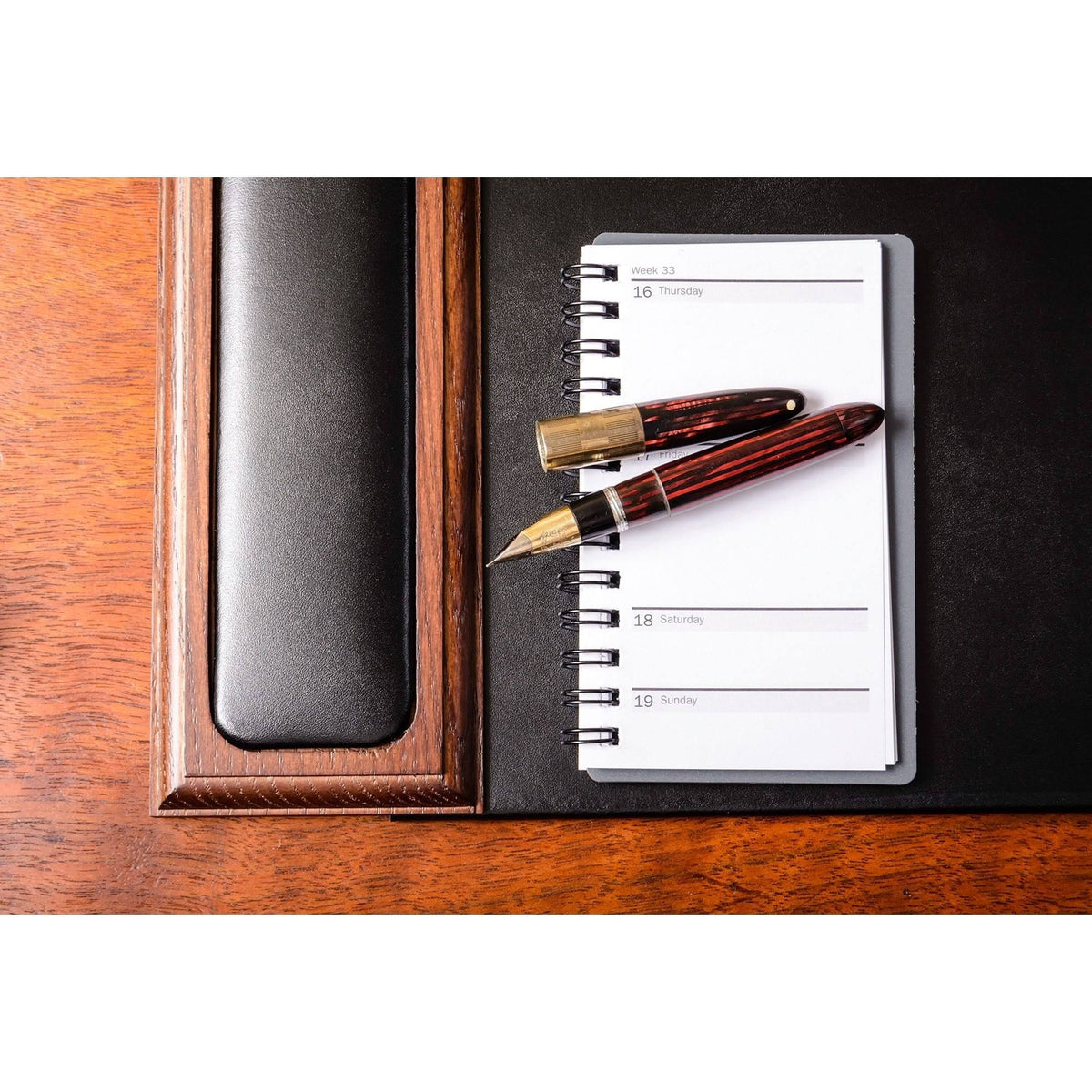Wood & Leather Desk Pad with Side Rails U281868