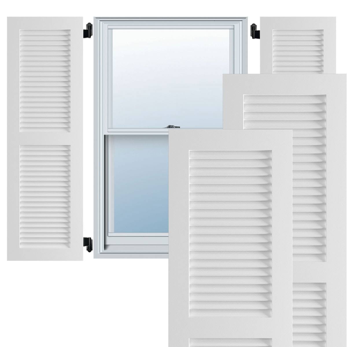 18x22W x 43x22H White Exterior Composite Louvered Shutters C90154