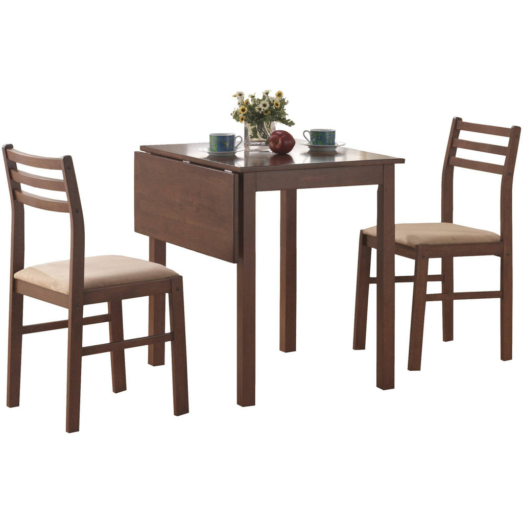 Walnut Beige Solid Wood 3pcs Dining Set W20011