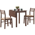 Walnut Beige Solid Wood 3pcs Dining Set W20011