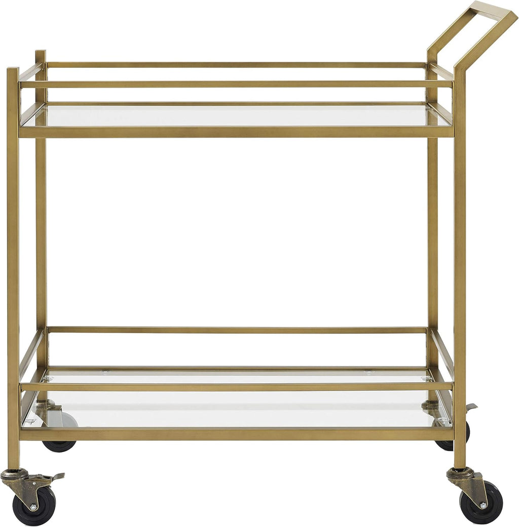 Gold and Glass Rolling Bar Cart N43281