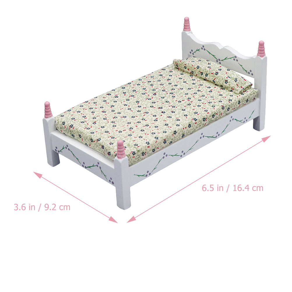 Painted Flower Single Bed Mini Doll Furniture 18 Inch I96437