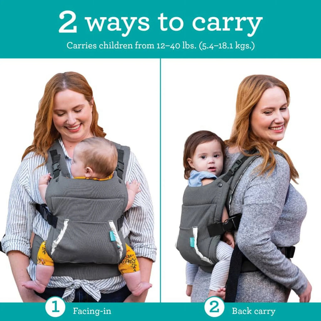 Ergonomic Hoodie Baby Carrier, 2-Position, 12-40lb X986433
