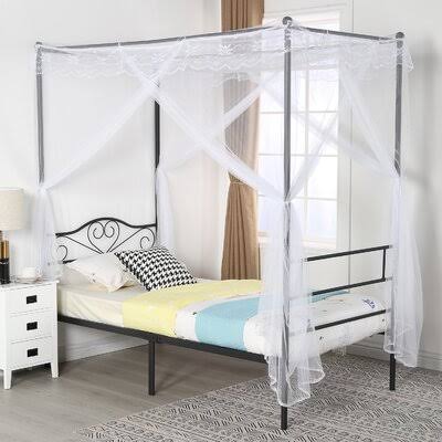 Twin Black Canopy Platform Bed Y9156