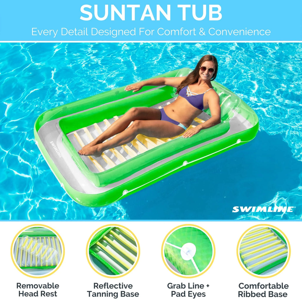 Inflatable Floating Lounger Green and Yellow Z1176