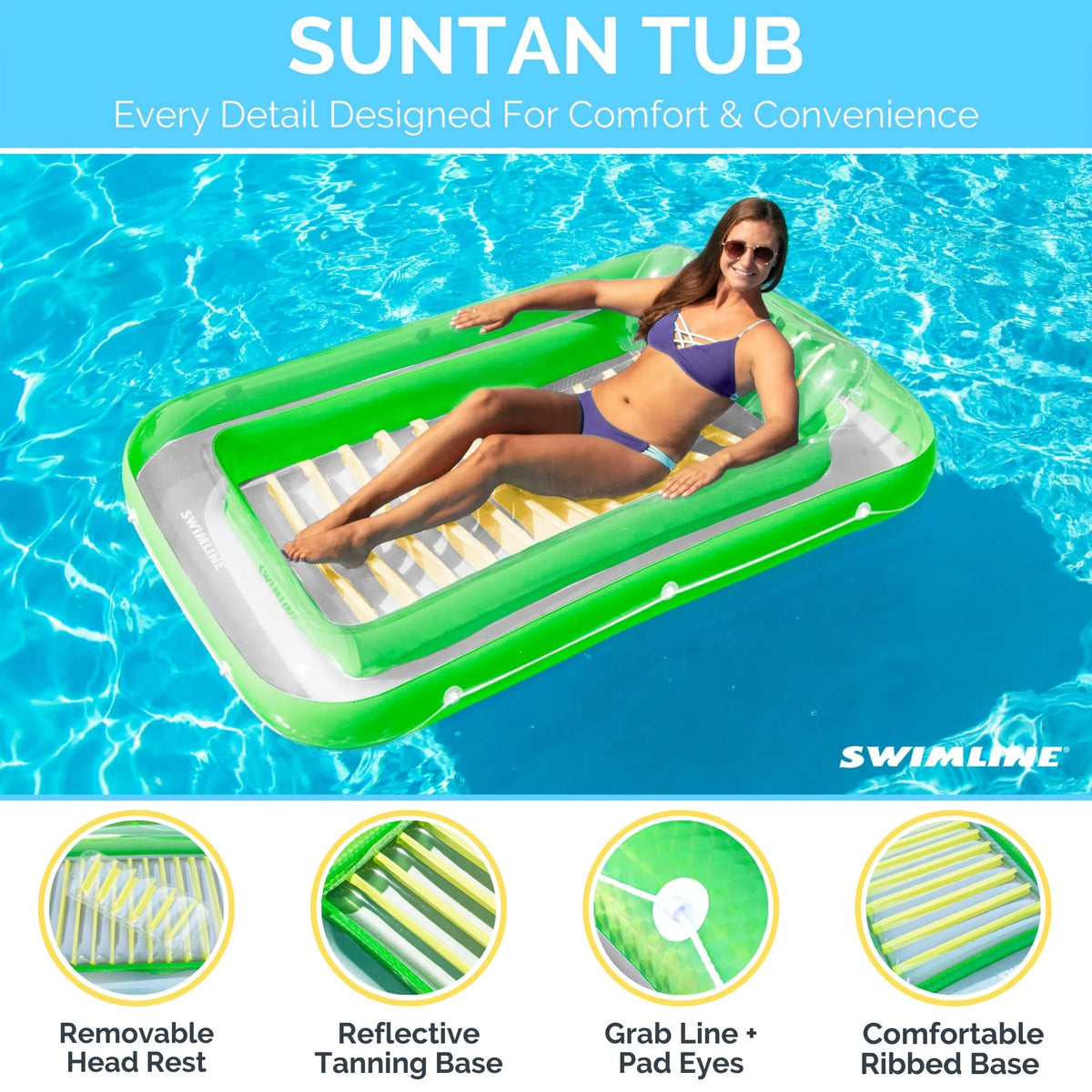 Inflatable Floating Lounger Green and Yellow Z1176