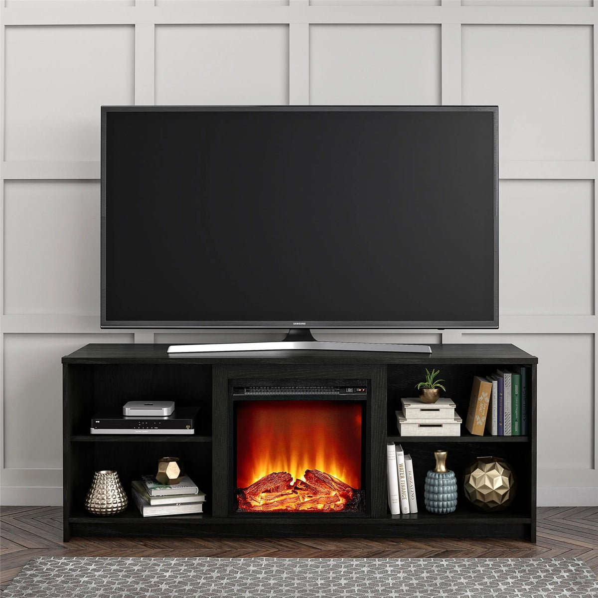 Black Oak Fireplace TV Stand R630111