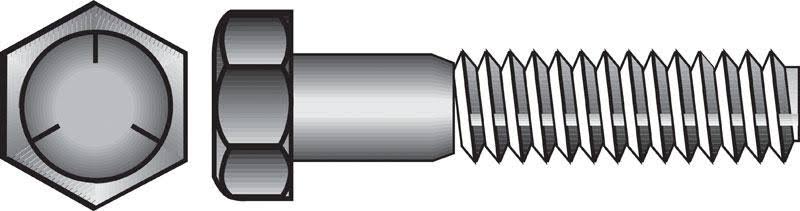 3/8 in. Dia. x 8 in. L Heat Treated Zinc Steel Hex Head Cap Screw 50 Pk L6384