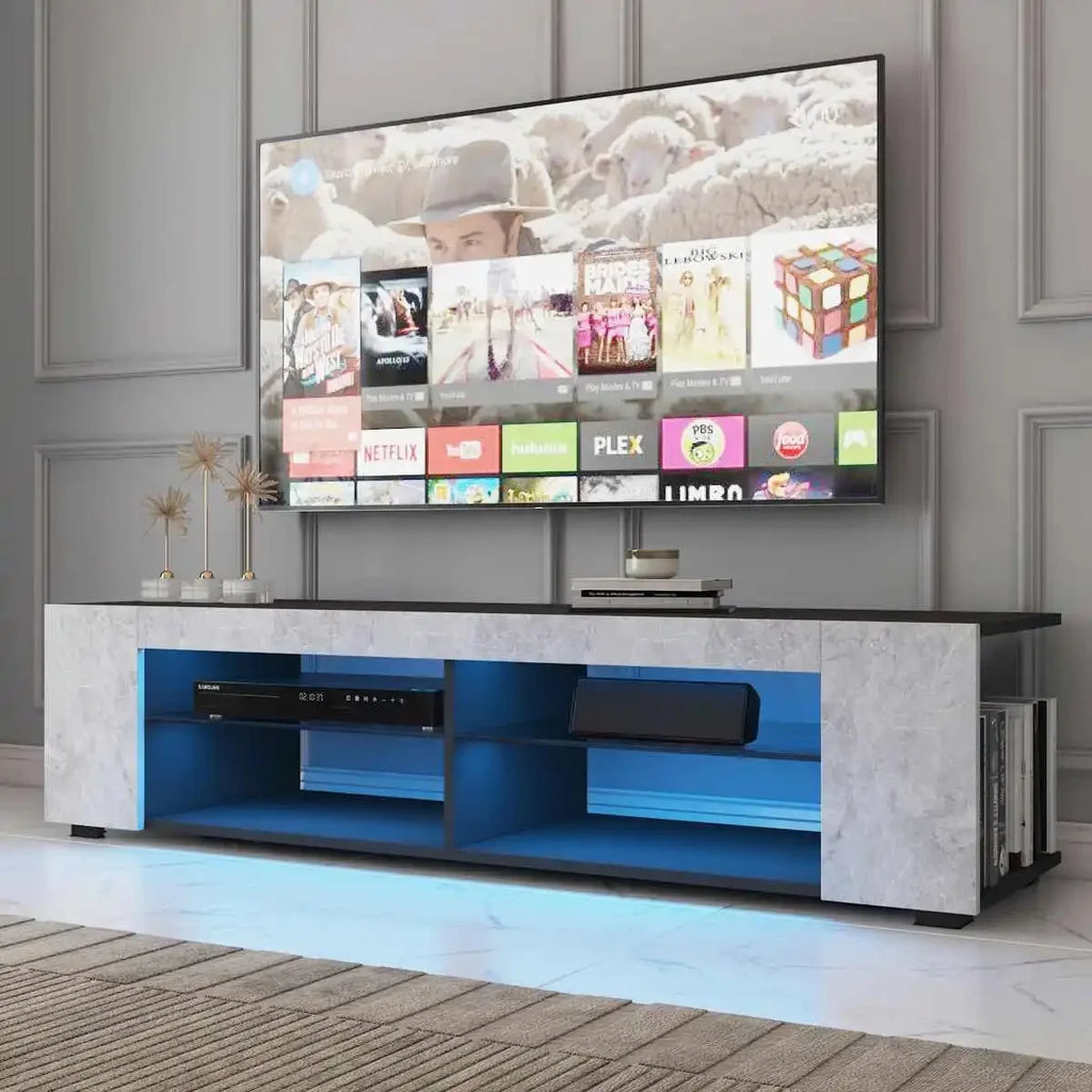 High Gloss 4-Shelf TV Stand with Bookshelves M951