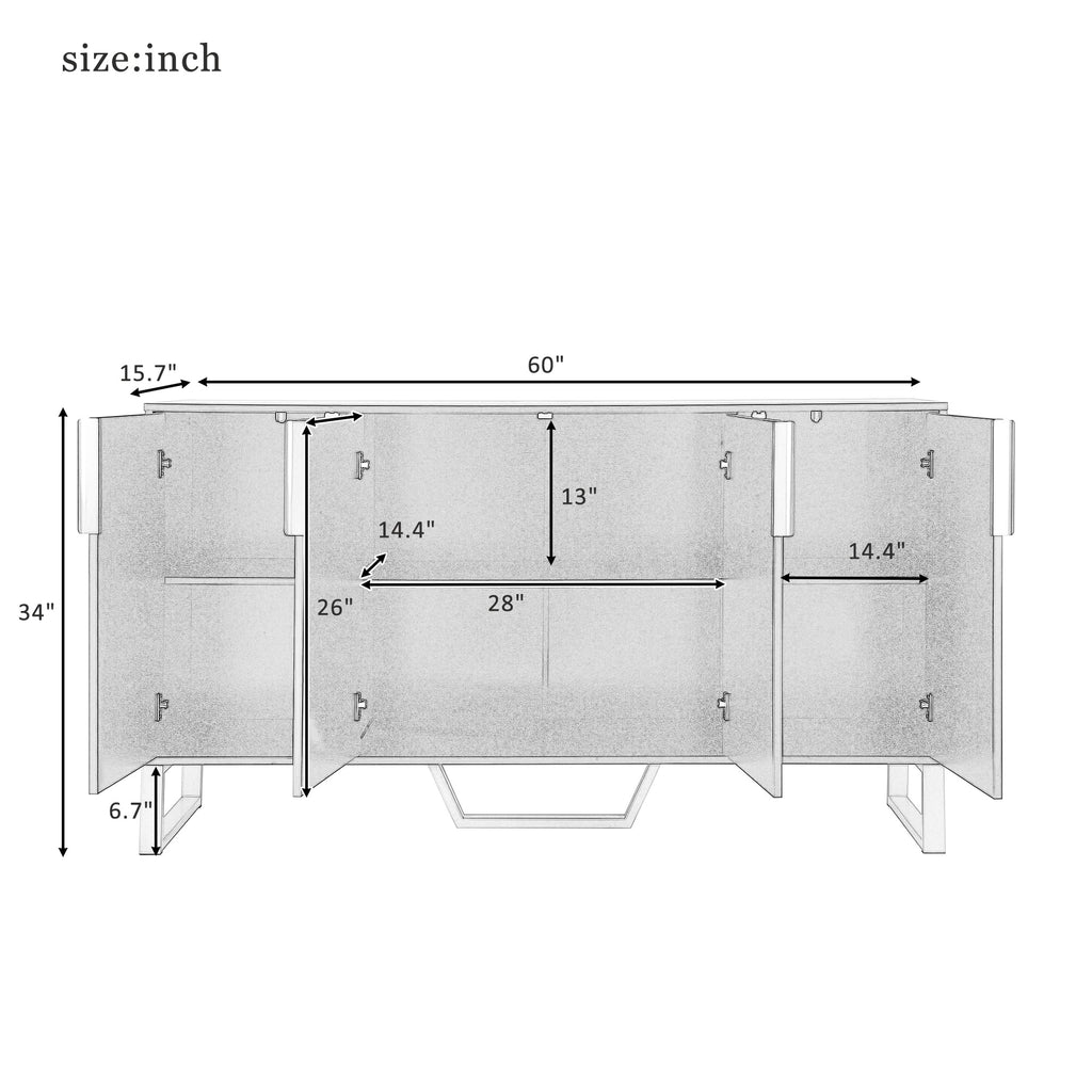 Black Modern Sideboard with Four Doors and Adjustable Shelves R80803
