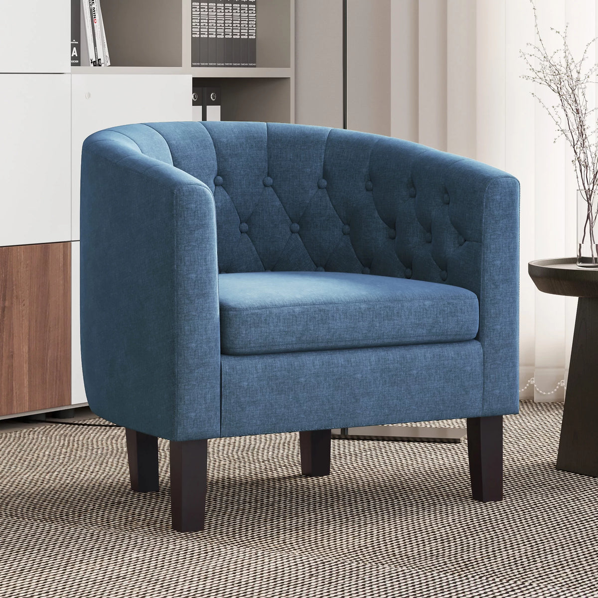 Green Tufted Barrel Accent Chair W9506
