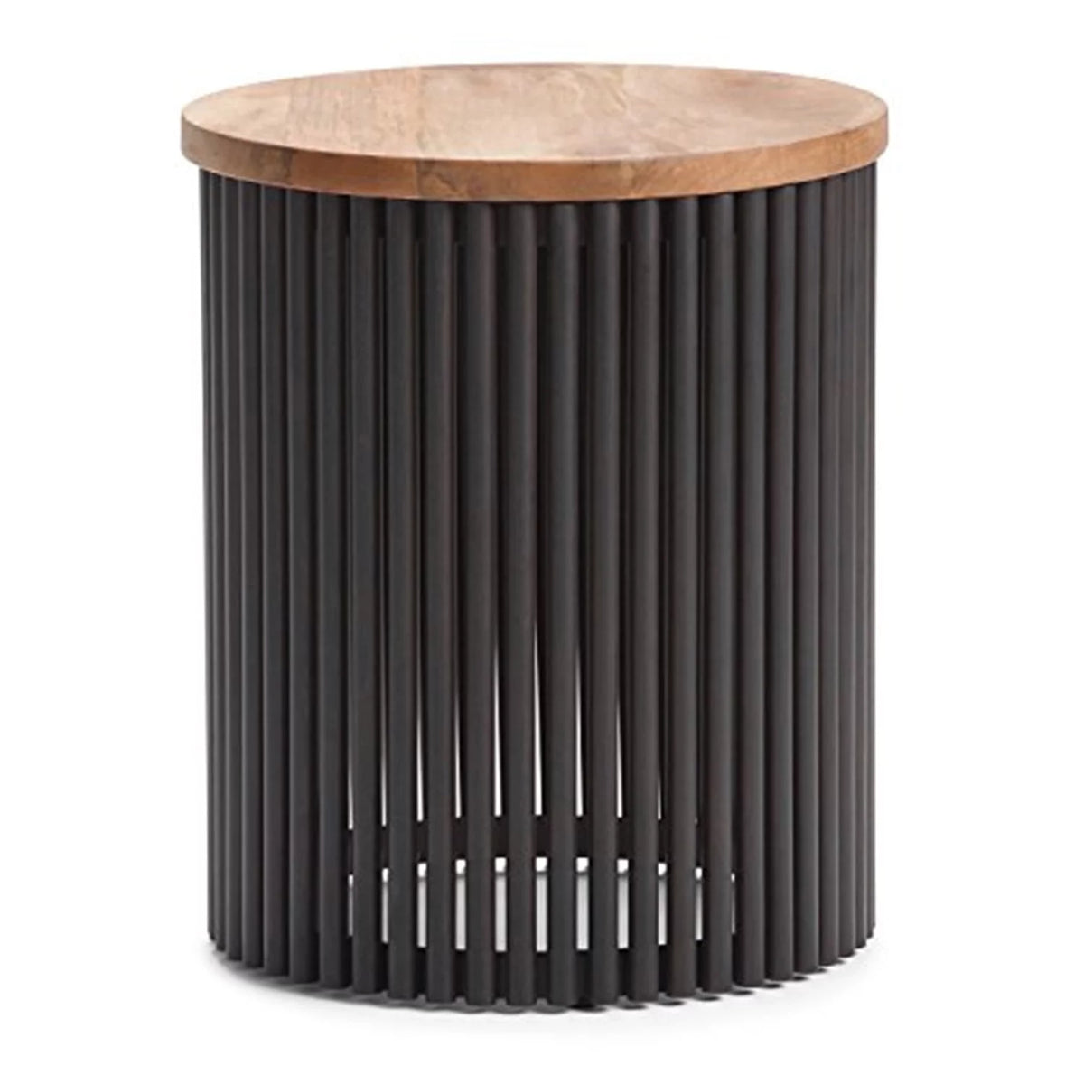18 inch Metal and Wood Accent Side Table B7693
