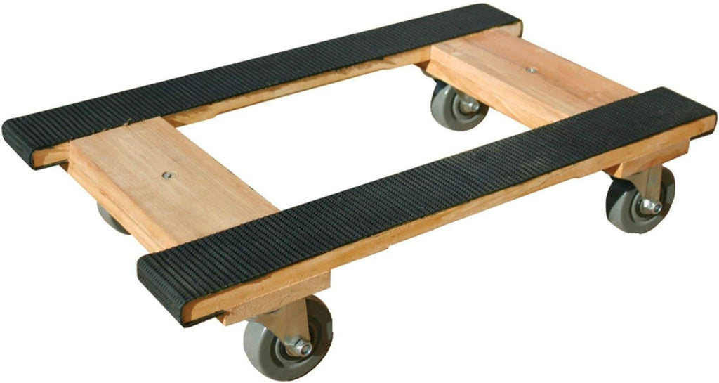 Heavy Duty American Oak Furniture Dolly 4 Wheels with Full Length Rubber Tread Dual Rail 18 X 30 with 4 Inch CASTERS B881492