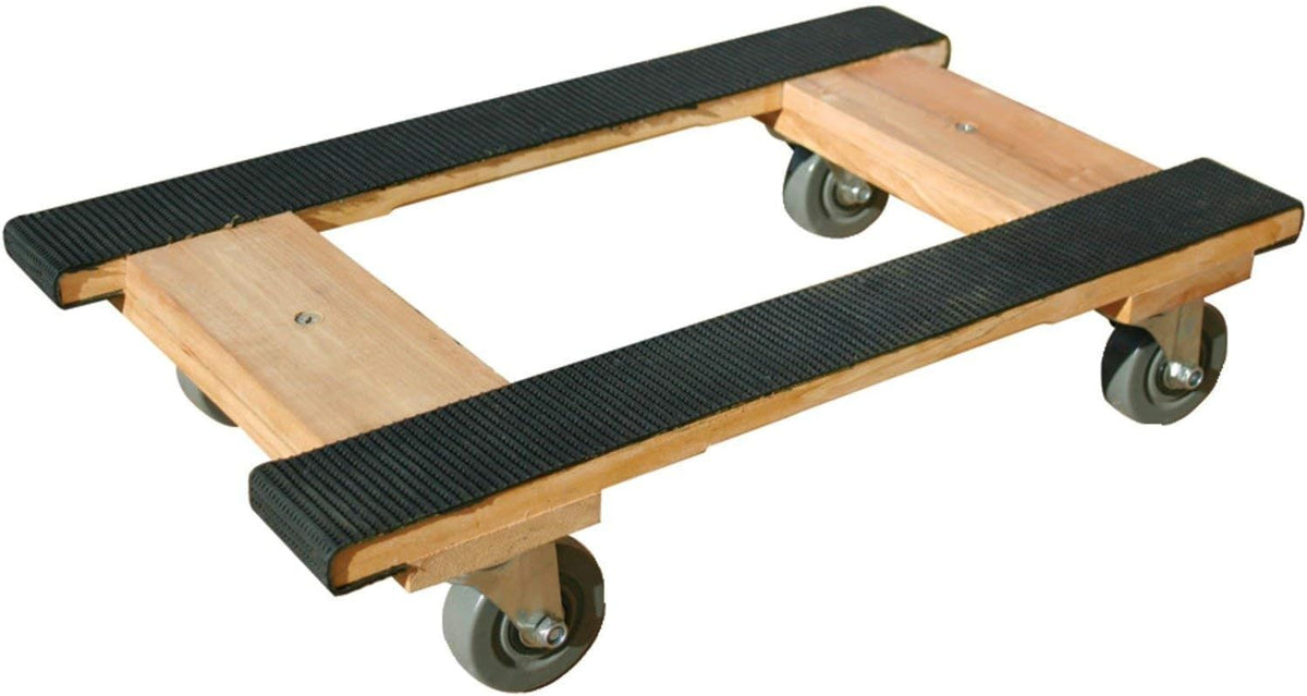 Heavy Duty American Oak Furniture Dolly 4 Wheels with Full Length Rubber Tread Dual Rail 18 X 30 with 4 Inch CASTERS B881492